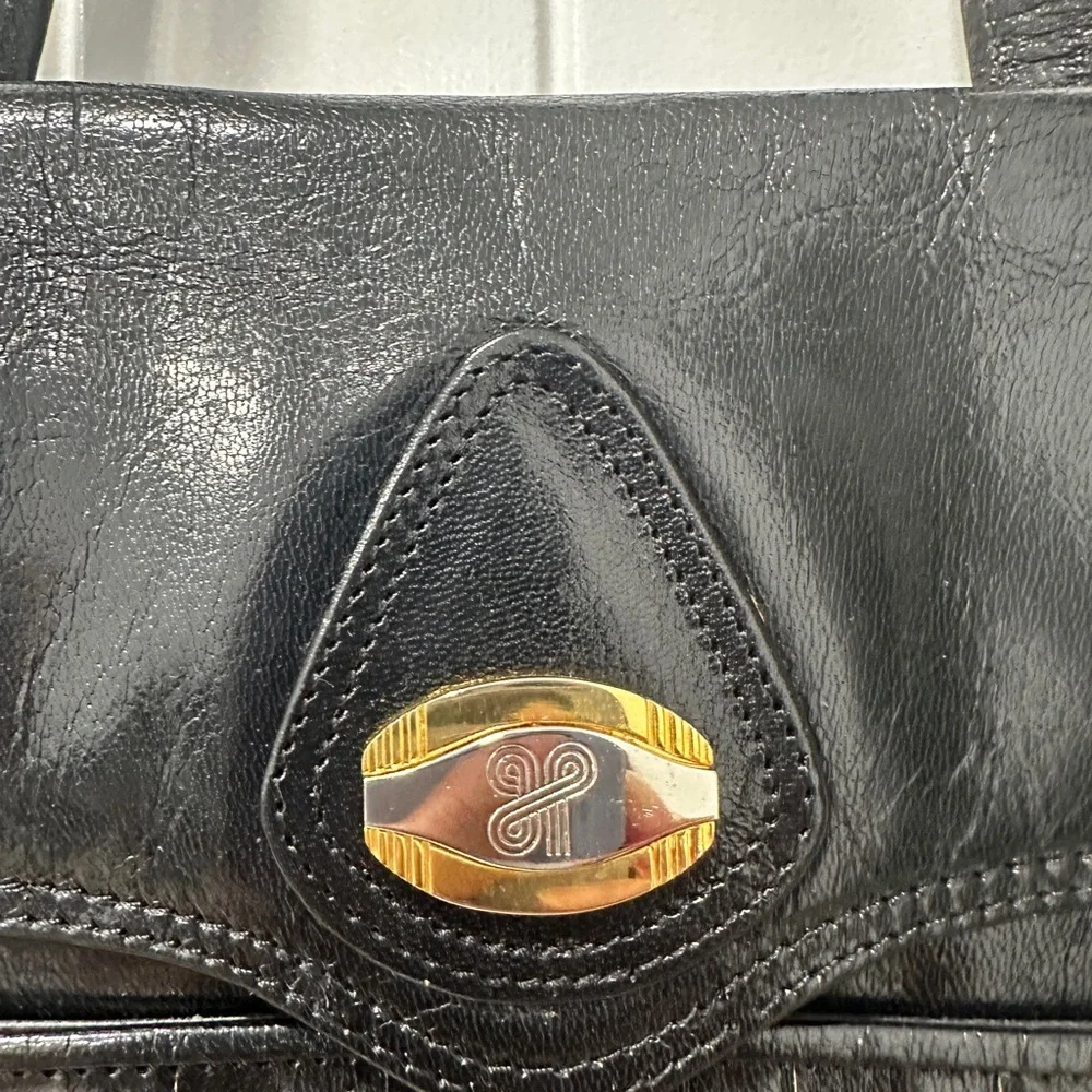 Vintage Pistore Italian Chic Black Woven Leather Shoulder Bag - Picture 2 of 13